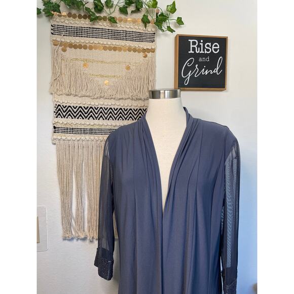 R & M Richards Dress Barn NWT Blue Duster Shear Sleeves Size 14 - Picture 2 of 11